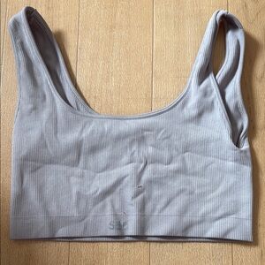 Set active Gray Ribbed Women's Bralette